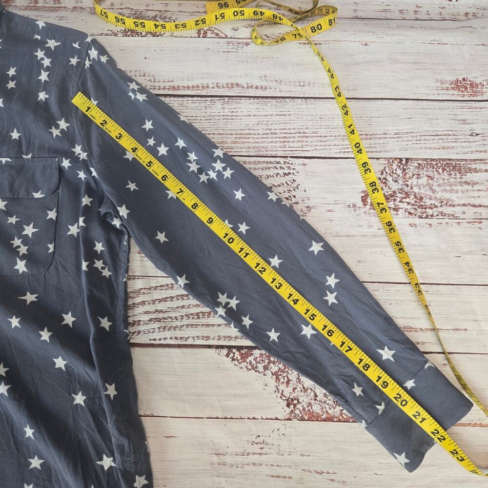 Equipment Slim Signature Silk Shirt L Bluestone Star Print Celestial Quiet Money - Picture 14 of 16
